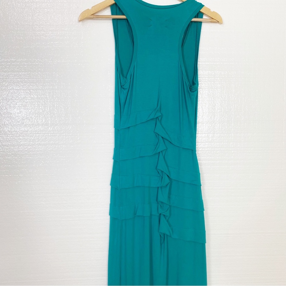 Artelier Nicole Miller Maxi Dress Turquoise Green Stretch tucked Maxi Size Small - Picture 6 of 10
